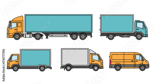 Delivery trucks and vans side view collection