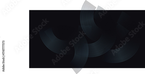 Blue abstract background with glowing circles. Swirl circular lines pattern. Geometric spiral. Twirl element. Modern graphic design. Futuristic technology concept.