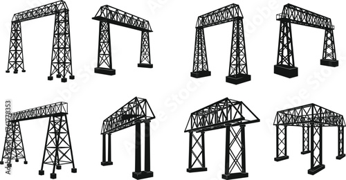 High voltage electricity transmission towers with urban city buildings silhouette showing power lines, energy infrastructure, and electric distribution network vector