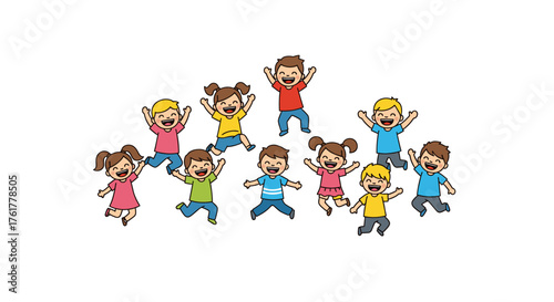 Happy children jumping with transparent background
