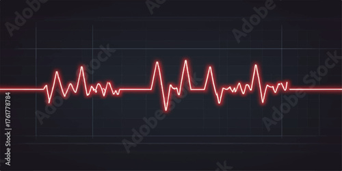 Medical illustration of a rhythmic heartbeat or pulse wave on an ECG monitor, representing cardiology and health