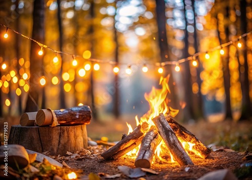 Cozy Autumn Campfire Night: String Lights & Fall Foliage Gathering