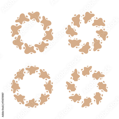 Beige abstract circle art frame decoration.