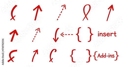 Red arrow vector clip art graphic design element for direction and insert add ins illustration