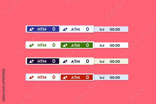 Flat sports banner with hockey match broadcast text in different color options