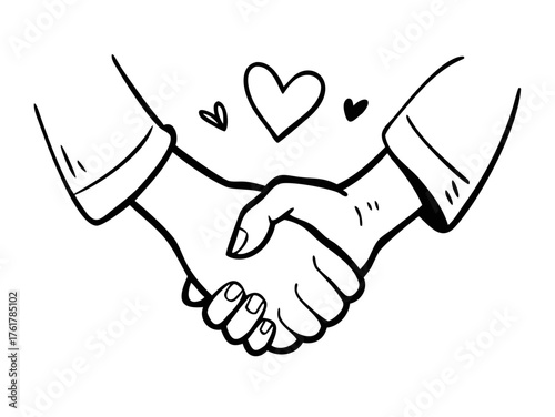 Couple in love hold hands engraving vector

