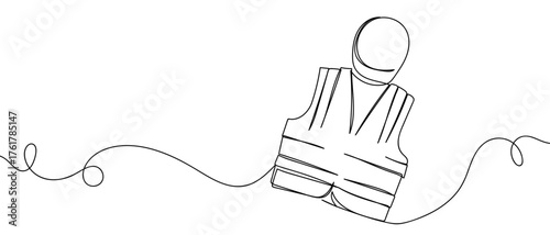 Engineer shirt and engineer hat, continuous line drawing hand drawn line art on transparent background. One line continuous outline isolated vector illustration. Editable stroke