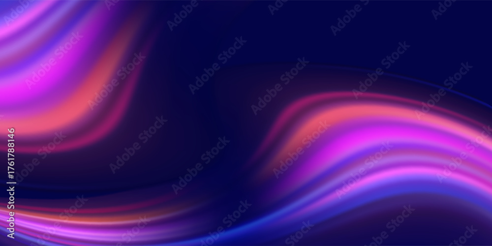 Fototapeta premium Lines in the shape of a comet against a dark background. Illustration of high speed concept. Motion light effect for banners. Curved light trail stretched upward. Fast speed car.