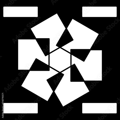 Abstract black and white geometric square pattern.
