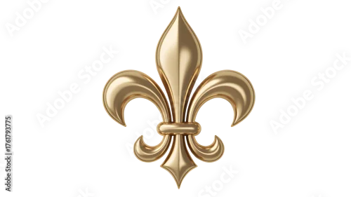 Fototapeta na wymiar Stunning polished gold fleur de lis emblem symbol representing royalty, heritage, and elegance for premium branding and design projects.