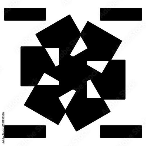 Abstract black square geometric pattern on white background.
