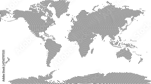 Circle line art vector world map design