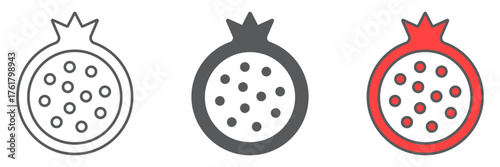 Pomegranate icon, food and fruit, garnet sign, vector graphics, a linear pattern on a white background. editable stroke