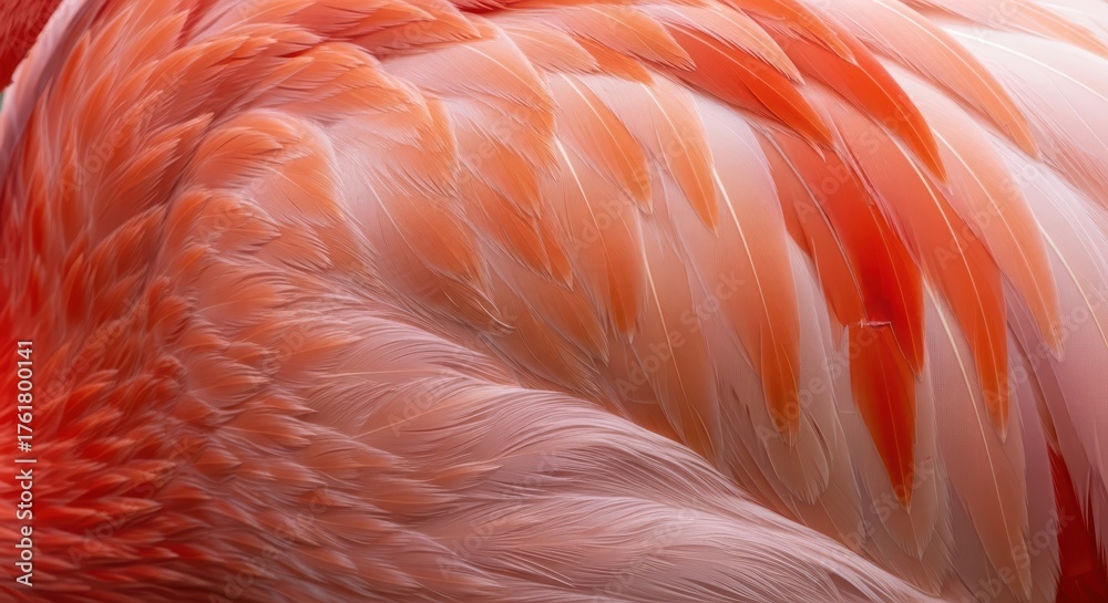 Fototapeta premium Close-up of vibrant flamingo feathers in warm hues