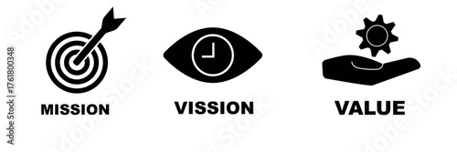Mission goal vision values icon. Organization mission vision values icon design vector