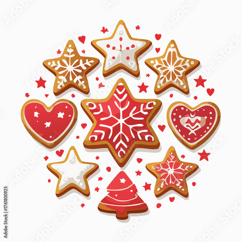 Biscuits glacés de fête en style design plat