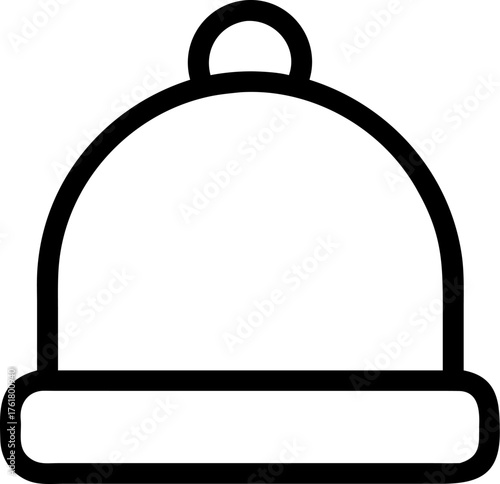 Black outline icon of a winter hat on a white background