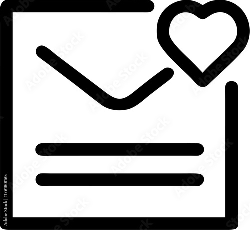 Envelope icon with heart symbol letter mail