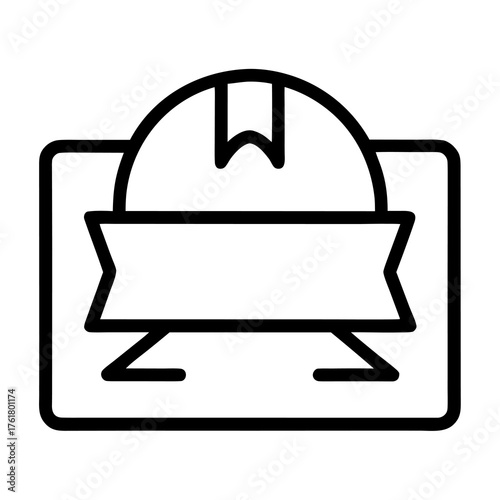 Construction Hard Hat and Ribbon Icon blueprint