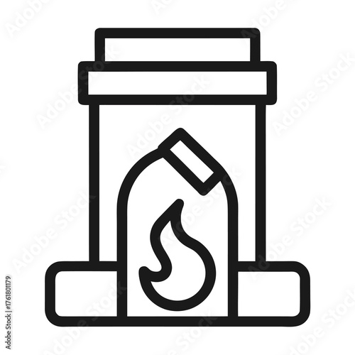 Fireplace Icon Line Art hearth chimney