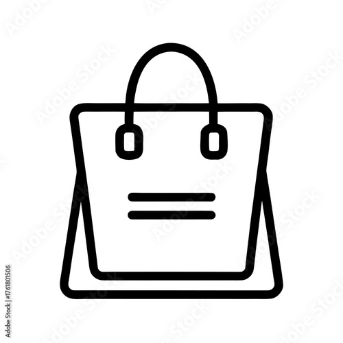 Shopping bag outline icon on white background Keywords: shopping bag, retail, commerce, purchase