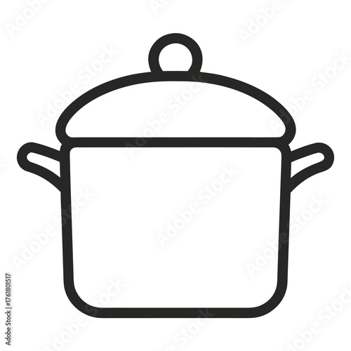 Simple cooking pot icon with lid and handles Keywords: pot, cooking, kitchen, utensil, cookware
