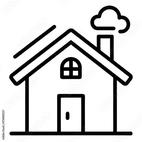 Simple house icon with chimney and cloud home building
