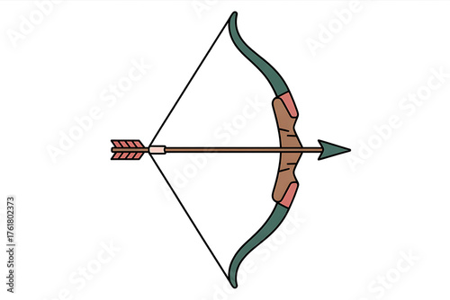 bow and arrow, green, brown, ready to shoot clip art preview