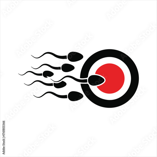 Sperm fertilizing an egg microscopic biology illustration