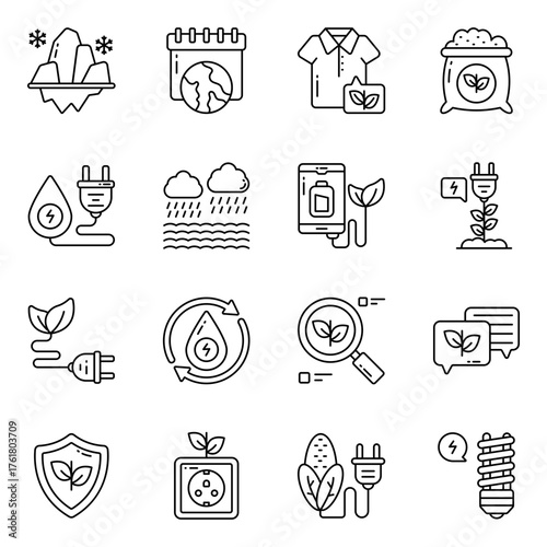Set of Eco and Nature Line Icons