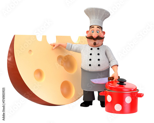 3d illustration cook with cheese