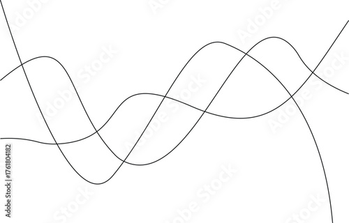 Abstract wavy line background minimalist thin curve design vector illustration on transparent background.