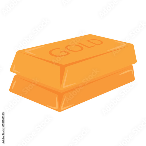 Stack of gold bars on a white background. Vector illustration of gold bullion