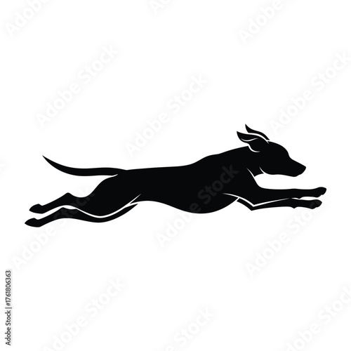 Silhouette of a dog running fast energetic pose expressing freedom and speed vector