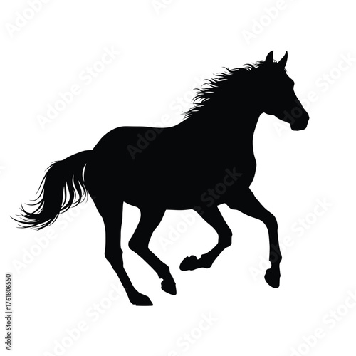 Majestic black horse silhouette galloping freely capturing motion and power vector