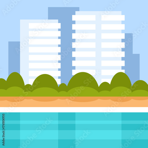 Luxury beachfront hotel resort on tropical beach