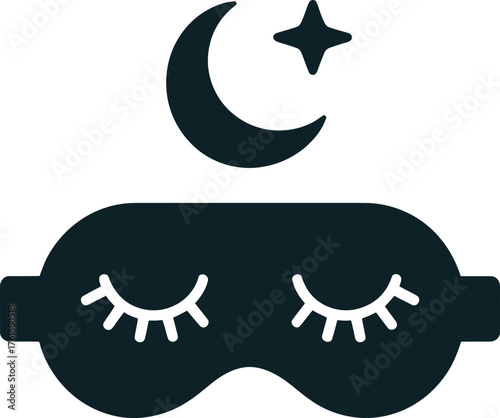 Eye Mask for Peaceful Sleep Restful Night Icon. Dreamland Relaxation Symbol