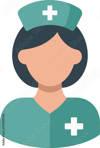 Healthcare Nurse in Uniform Vector Illustration with Medical Symbols