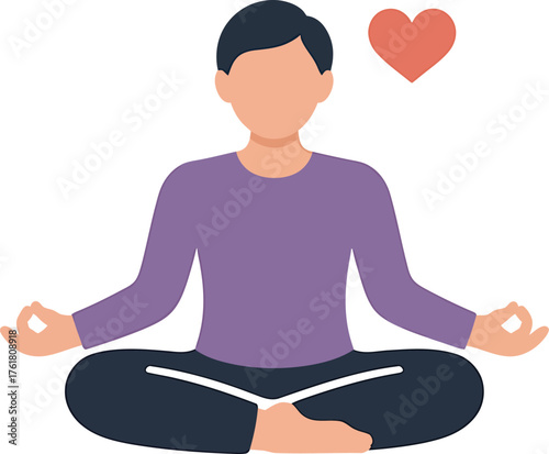Meditating Person Illustration Flat Design Serene Harmony Yoga Meditation Pose Relaxing Mind