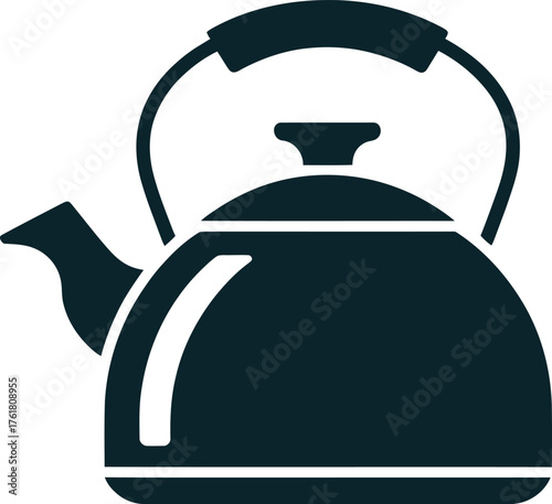Classic Style Teapot Black Kettle Hot Beverage Container Kitchenware Graphic Design