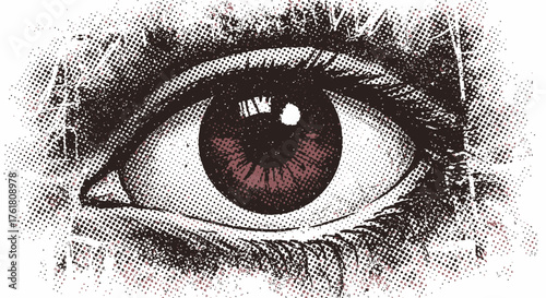 Eye catching halftone drawing capturing human emotion and personal expression