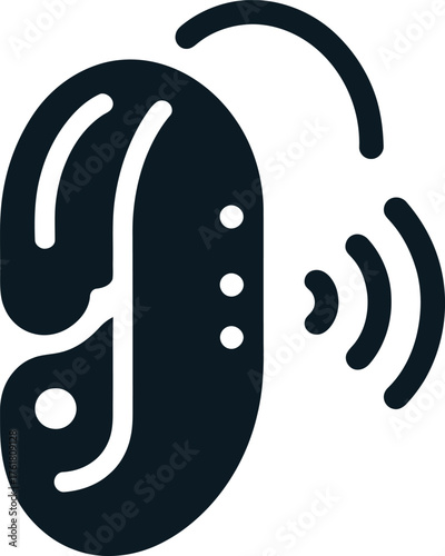 Hearing Aid Sound Amplification Icon Illustration for Auditory Assistance and Communication