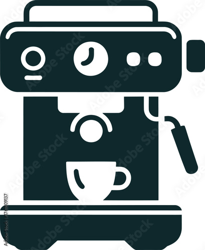 Professional Coffee Machine Illustration for Espresso Beverage Preparation Device