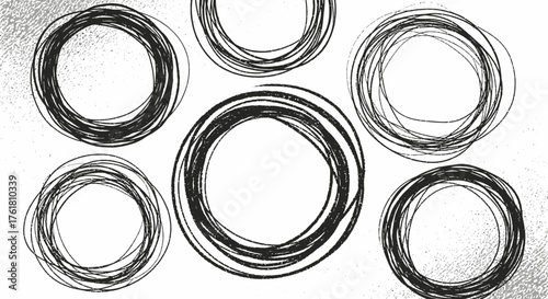 Hand Drawn Circular Scribbles Vector Graphic Elements for Creative Designs