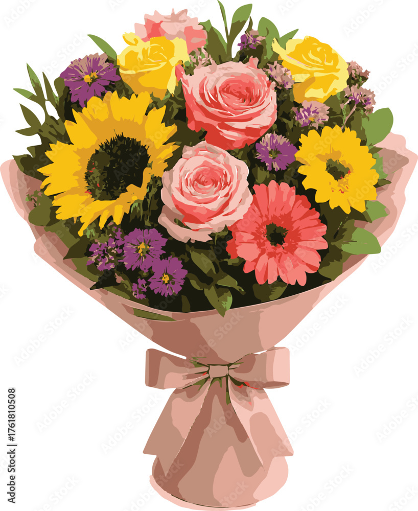 Naklejka premium Assorted Vibrant Flower Bouquet