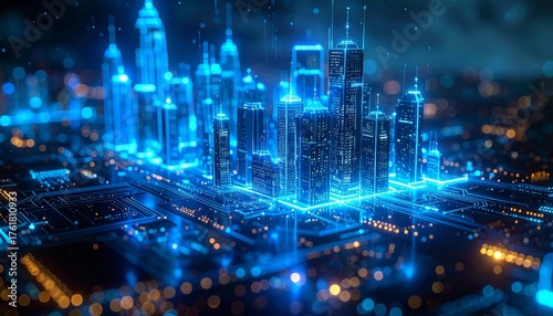 Wallpaper Mural connectivity. This abstract design depicts a future of innovation, data networks, and advanced urban infrastructure.s Torontodigital.ca