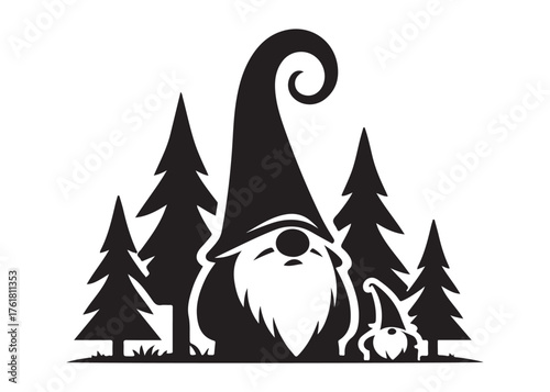 christmas gnomes logo silhouette vector, christmas gnome vector silhouette illustration, gnomes vector logo design silhouette, gnome christmas logo silhouettes vector on a white background