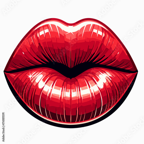 Red lipstick kiss mark on white background