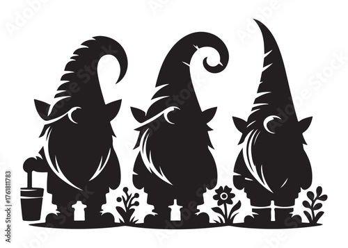 Billede på lærred christmas gnomes logo silhouette vector, christmas gnome vector silhouette illus