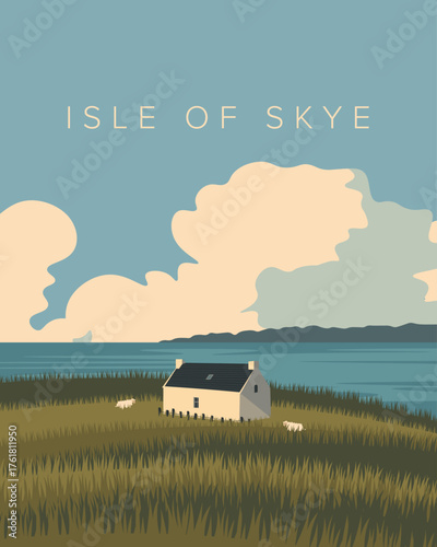 Isle of Skye Scotland, travel poster, postcard